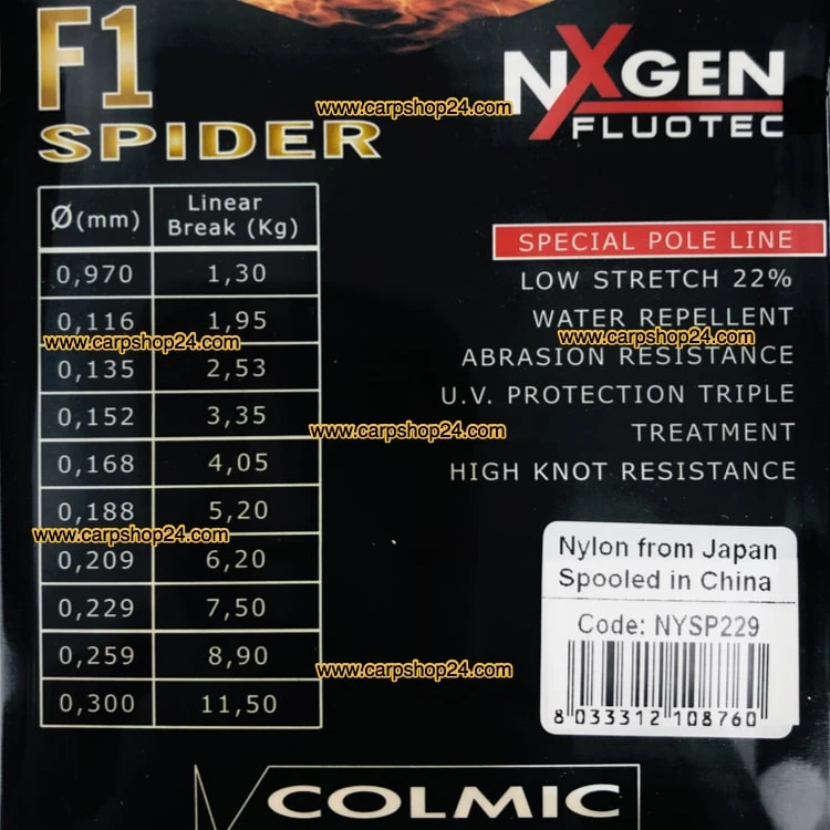 Colmic F1 SPIDER 100m - 8 Opties - Afbeelding 2