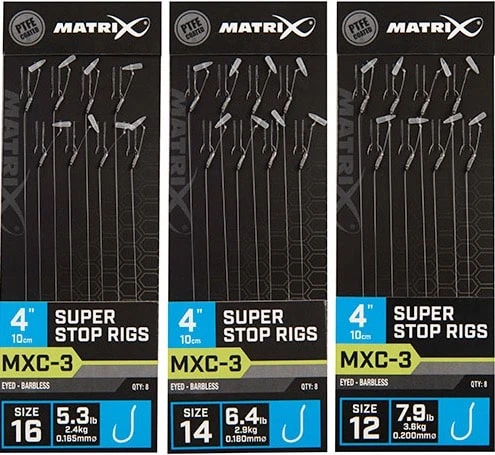 Matrix MXC-3 SUPER STOP RIGS EYED BARBLESS 4" - 10cm - 3 Opties